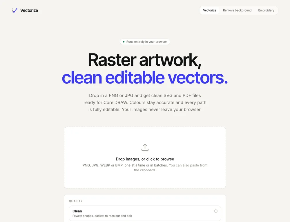 Vectorize application interface